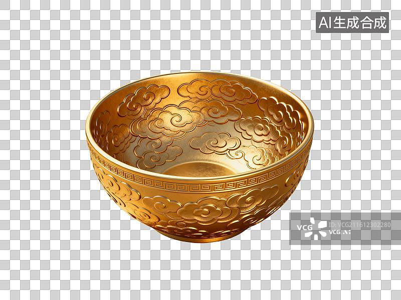 【AI数字艺术】金碗 三维立体的黄金制品元素图片素材
