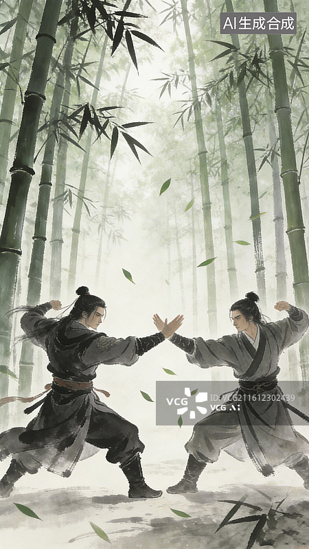 【AI数字艺术】水墨风格的江湖侠客图片素材