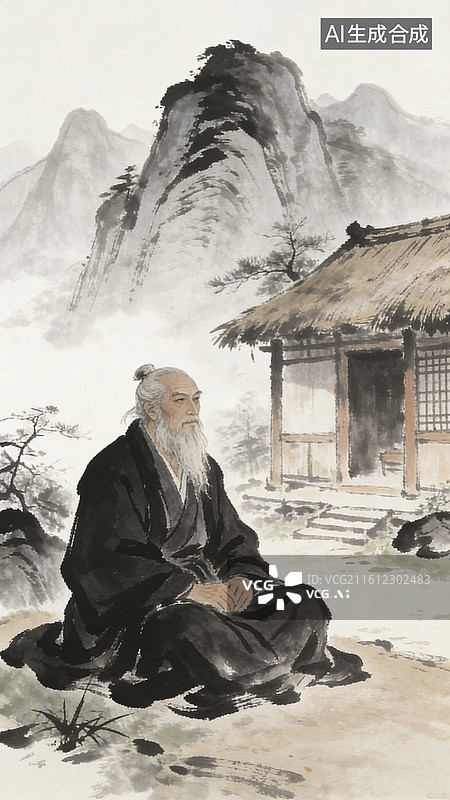 【AI数字艺术】水墨风格的江湖侠客图片素材