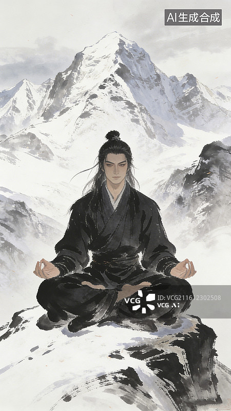 【AI数字艺术】水墨风格的江湖侠客图片素材