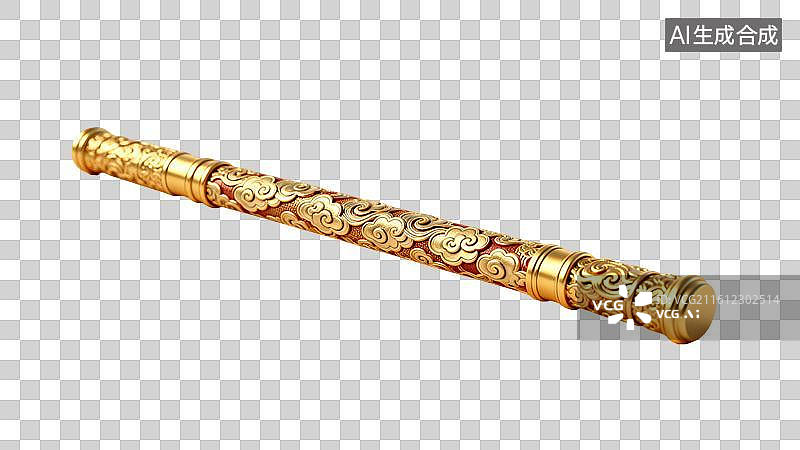 【AI数字艺术】如意金箍棒 三维立体的黄金制品元素图片素材