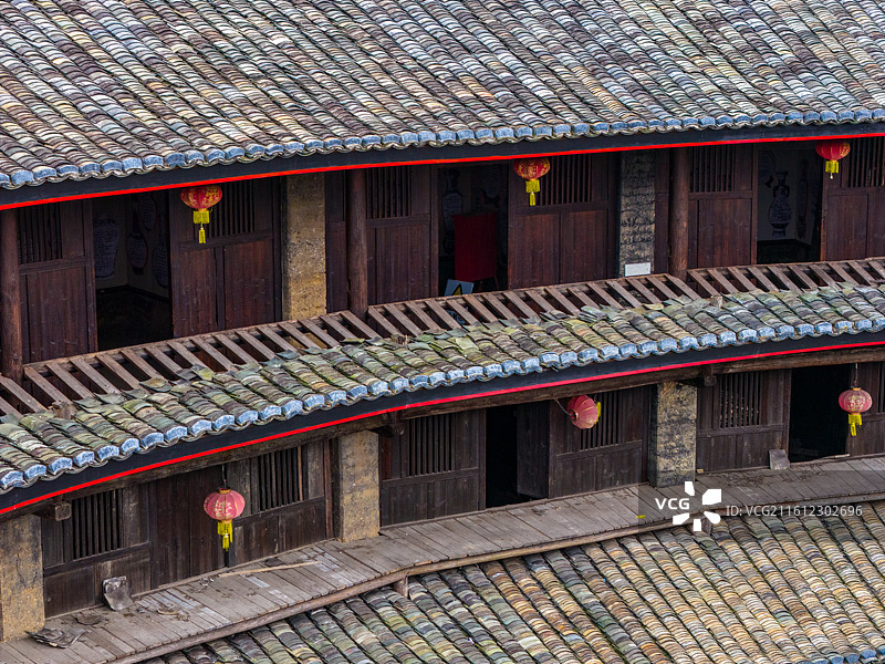 航拍广东省梅州市大埔县大东镇联丰村花萼楼图片素材