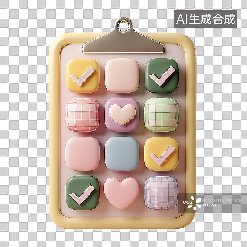 【AI数字艺术】可爱清单板图标图片素材