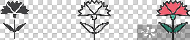 白色背景上的康乃馨图标集图片素材