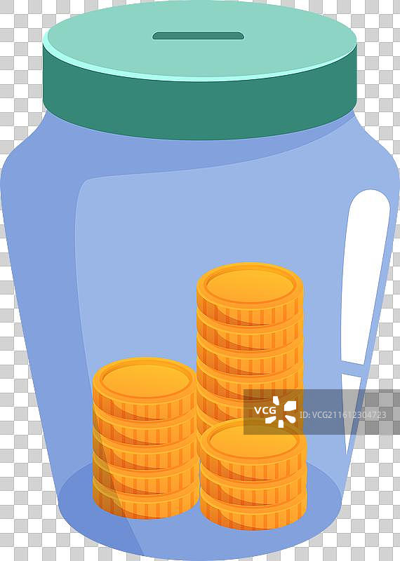 透明的存钱罐里装着不断增长的叠叠钱币图片素材
