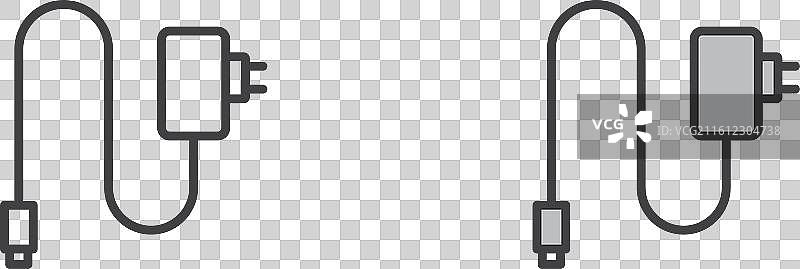 白色背景上的充电器图标集图片素材