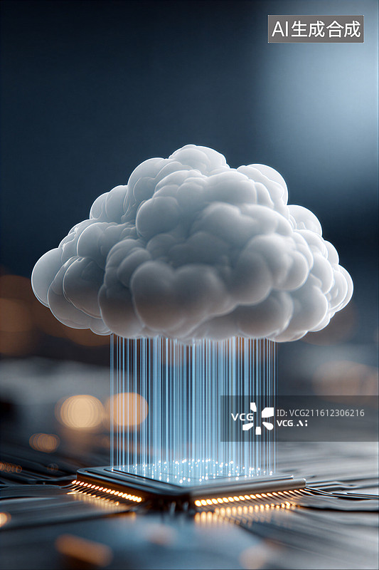 【AI数字艺术】云计算与芯片的融合图片素材