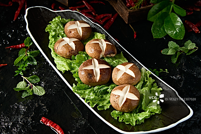 火锅食材花刀鲜香菇图片素材