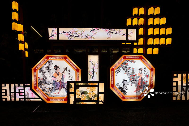 第40届南京秦淮灯会，白鹭洲公园精品灯彩，2026年马年灯会图片素材