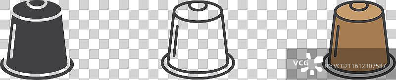 白色背景上的咖啡胶囊图标集图片素材