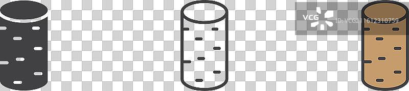 白色背景上的软木塞葡萄酒图标集图片素材