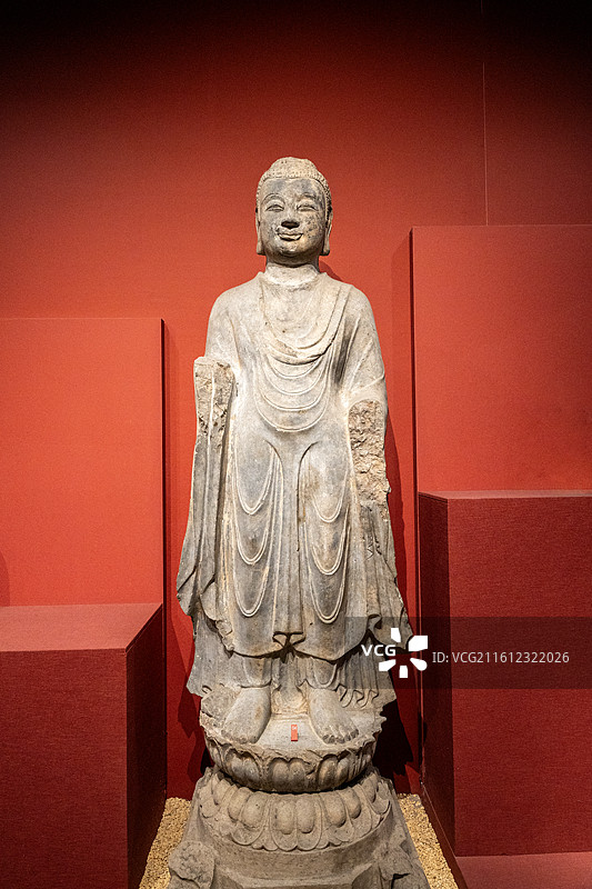 西安博物院北周立佛石造像图片素材