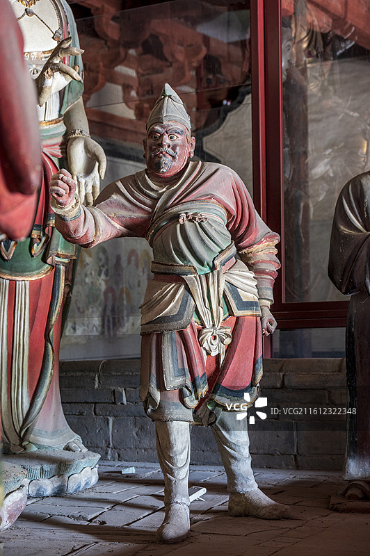 山西省忻州市五台县佛光寺风光——金代建筑文殊殿金代彩塑獠蛮塑像图片素材