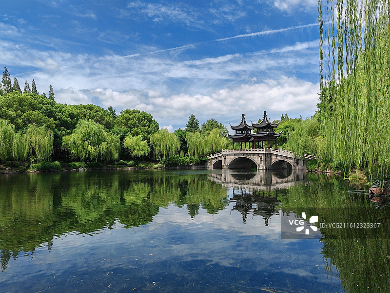 古华公园，中式园林，上海市奉贤区南桥镇图片素材