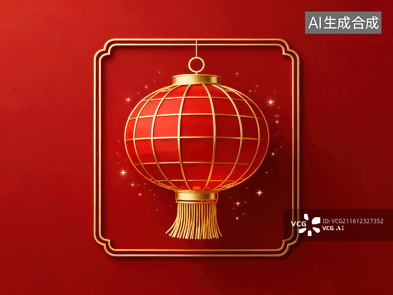 【AI数字艺术】红色灯笼装饰图案图片素材