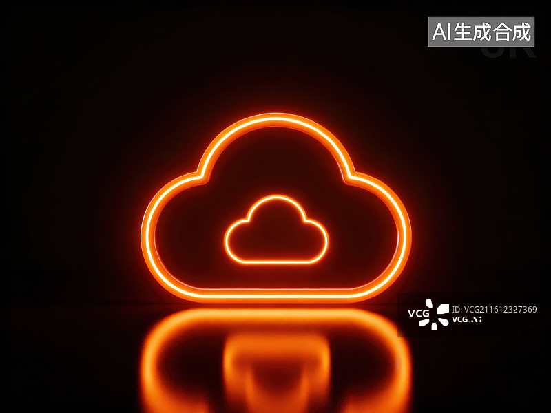 【AI数字艺术】发光云朵霓虹灯效果图片素材