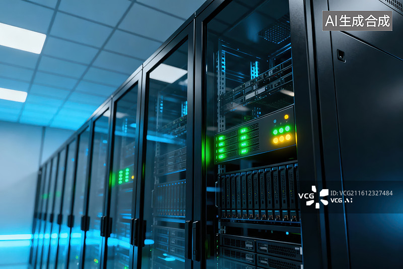 【AI数字艺术】数据中心服务器机柜图片素材