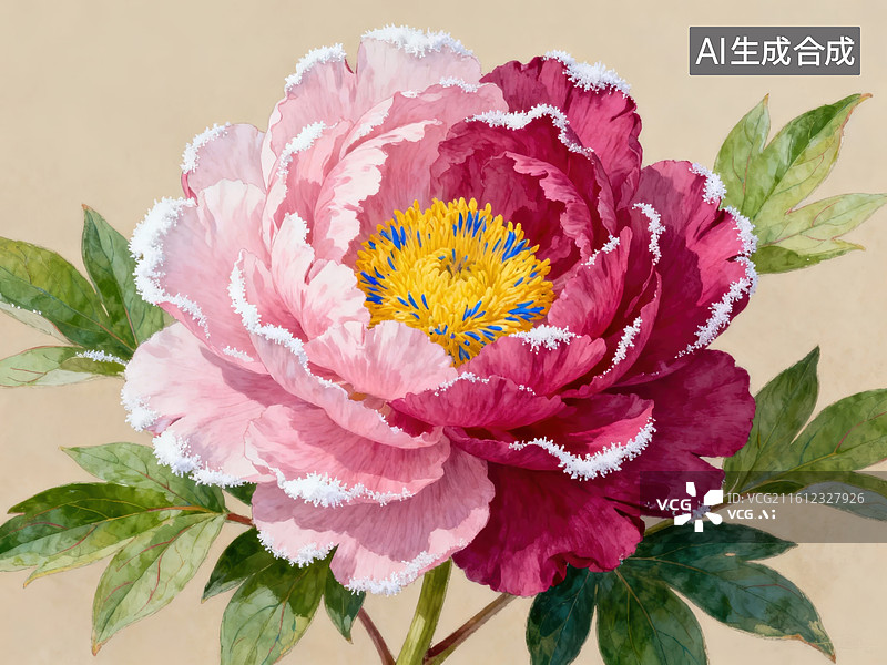 【AI数字艺术】盛开的粉红牡丹花图片素材