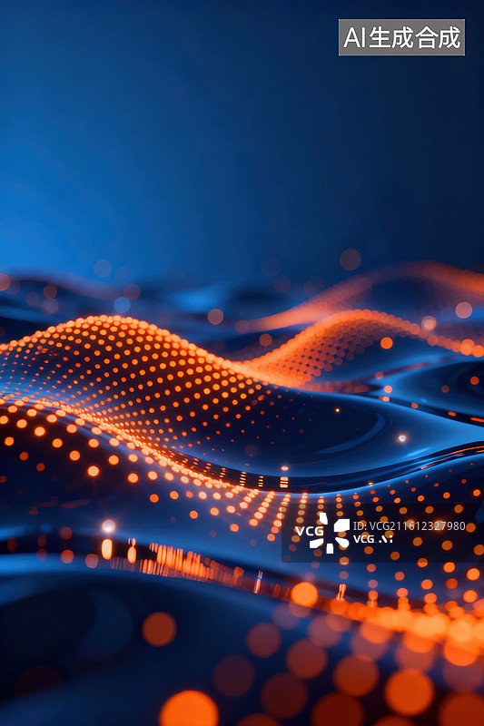 【AI数字艺术】流动光点波浪抽象图案图片素材