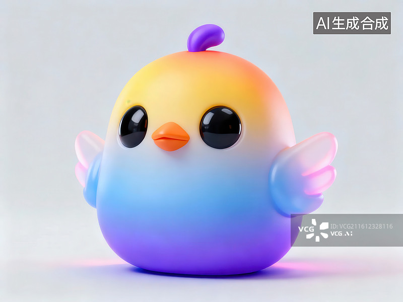 【AI数字艺术】彩色渐变小鸡玩偶图片素材