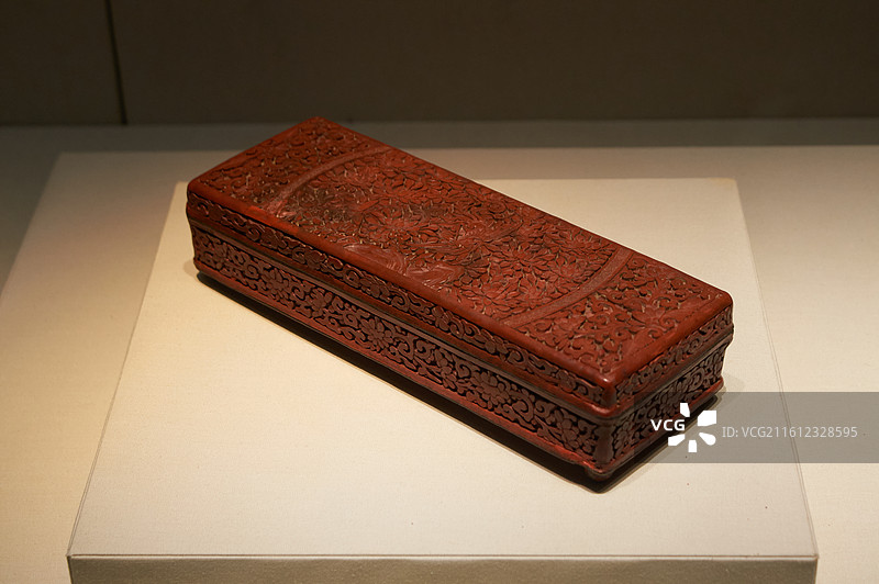 清代剔红漆奁盒，华夏漆器博物馆，沈阳城市旅游景点，文物古玩收藏艺术图片素材