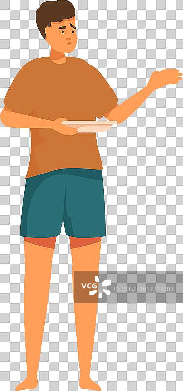 一个年轻男子拿着空盘子乞讨食物图片素材