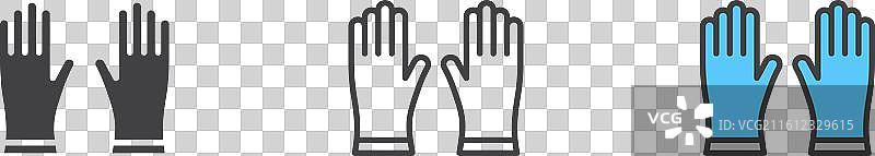 白色背景上的手套图标集图片素材