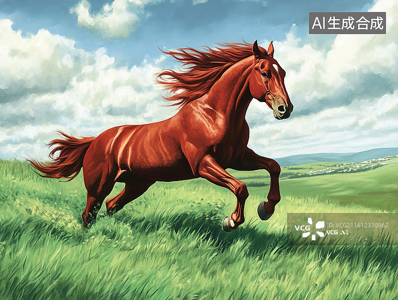 【AI数字艺术】红鬃烈马图片素材