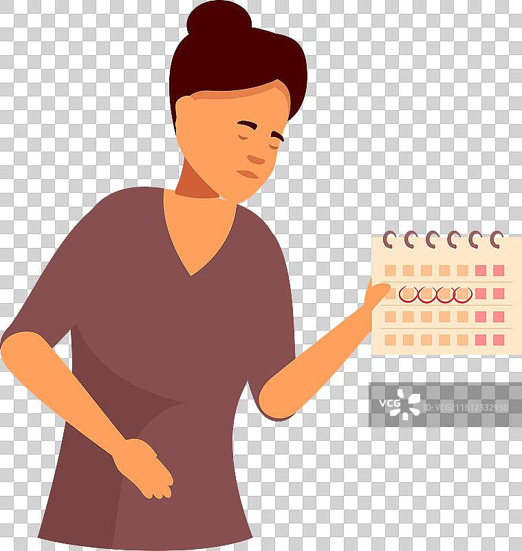 一名年轻女子痛苦地捂着肚子图片素材