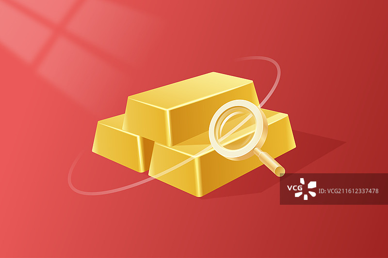 黄金价格投资理财运营金价涨跌3D插画图片素材