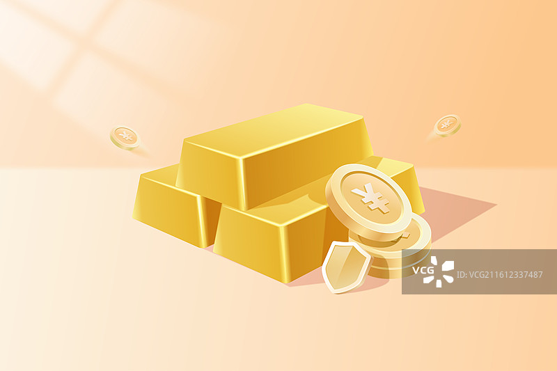 黄金价格投资理财运营金价涨跌3D插画图片素材