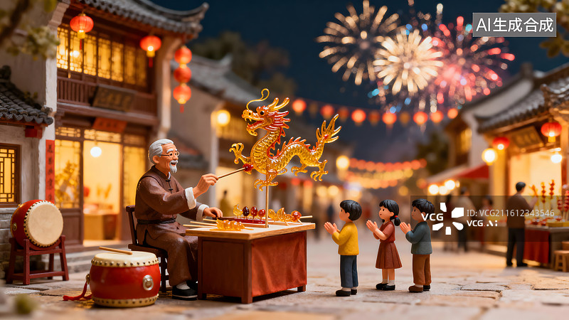 【AI数字艺术】非遗糖画微缩景观图片素材