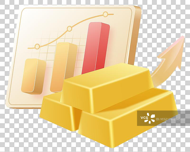 黄金金条价格金价涨跌3D免扣图插画图片素材