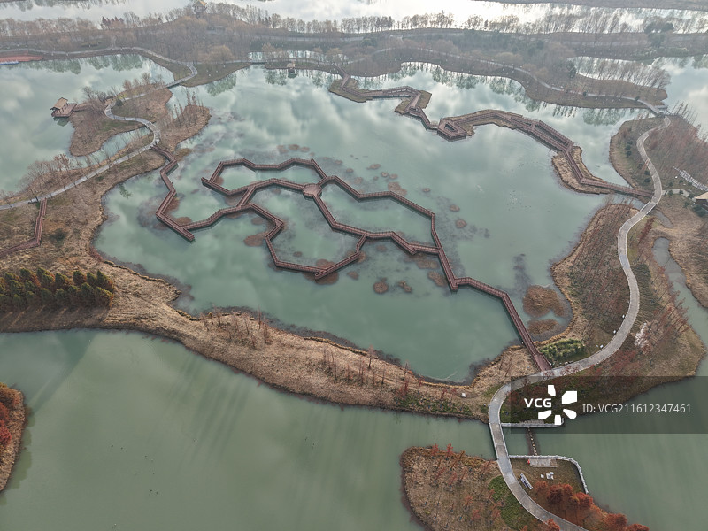 扬州北湖国家湿地公园的冬天图片素材