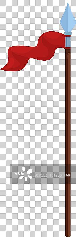 中世纪银矛尖挥舞红旗图片素材