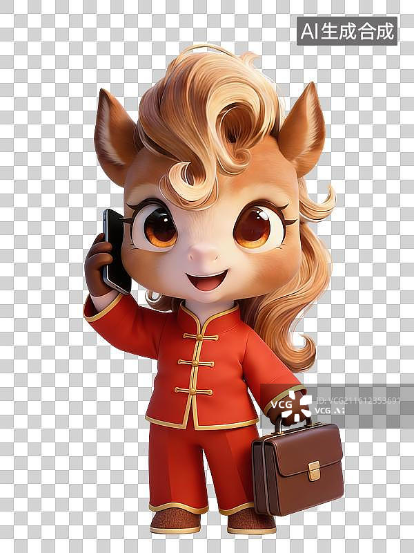 【AI数字艺术】3D卡通马—开工大吉图片素材