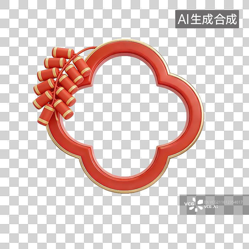 【AI数字艺术】3D卡通中式窗框装饰—鞭炮图片素材