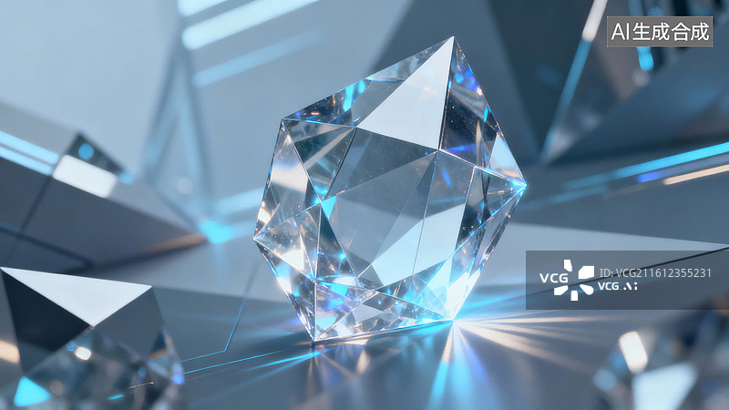 【AI数字艺术】晶莹剔透的几何晶体图片素材