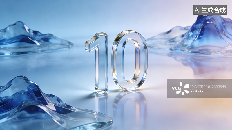 【AI数字艺术】极简东方美学，立体数字10，倒计时图片素材
