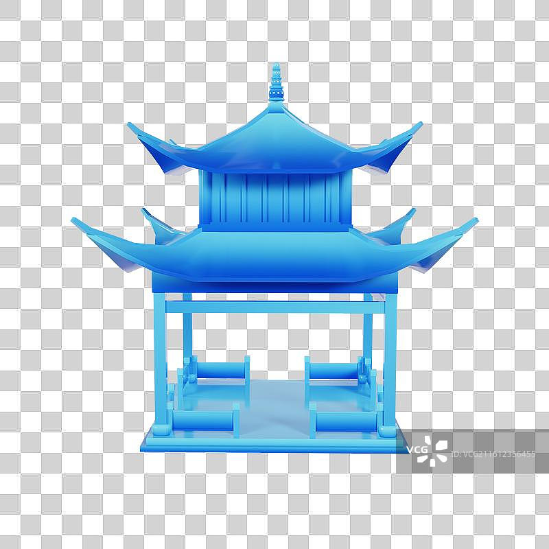 3D立体湖南长沙地标建筑长沙元素爱晚亭图片素材