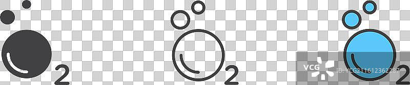 白色背景上的氧气O2图标集图片素材