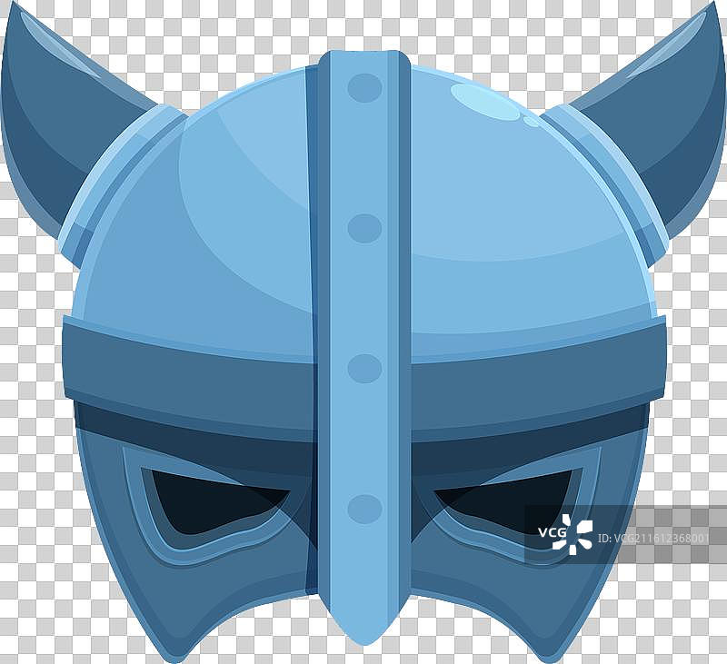 蓝色的维京战士头盔，带有牛角，正在注视着图片素材