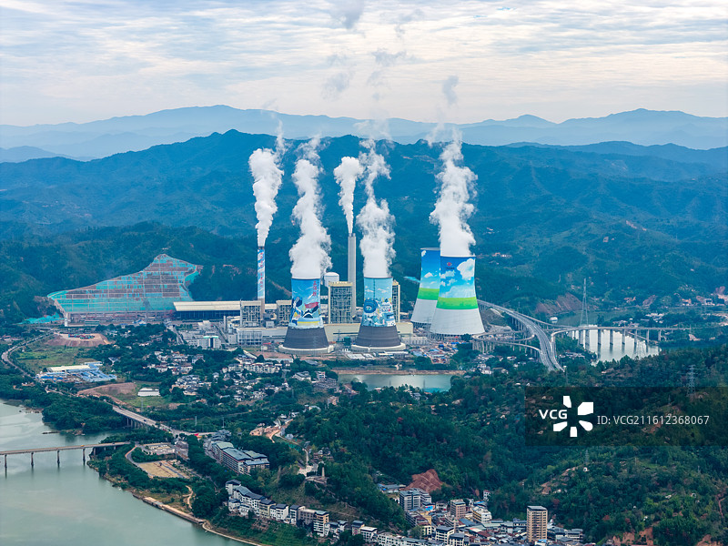 航拍广东梅州大埔三河坝发电厂图片素材