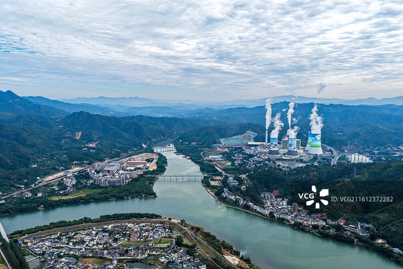航拍广东梅州大埔三河坝发电厂图片素材