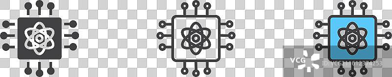 白色背景上的量子计算图标集图片素材