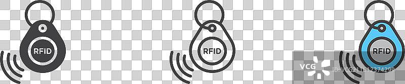 白色背景上的RFID钥匙扣图标集图片素材