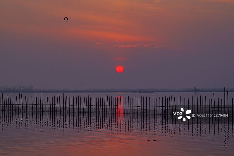 大通湖夕阳图片素材