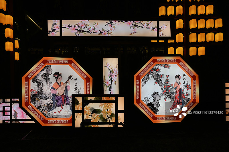 第40届南京秦淮灯会白鹭洲公园展区璀璨亮灯图片素材