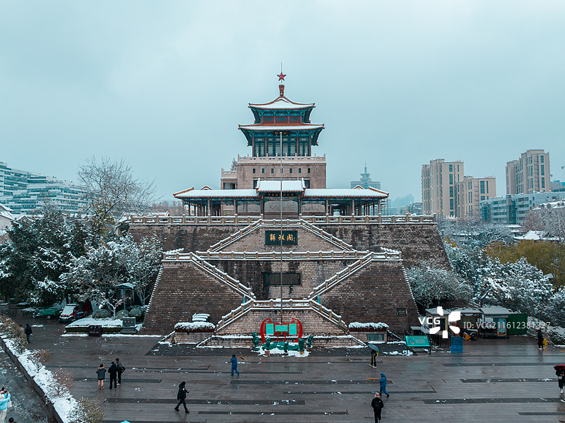济南解放阁雪景图片素材
