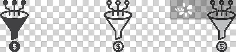 白色背景上的销售漏斗图标集图片素材